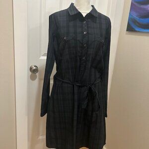 Eddie Bauer Long Sleeve Knee Length Collared Dress - L